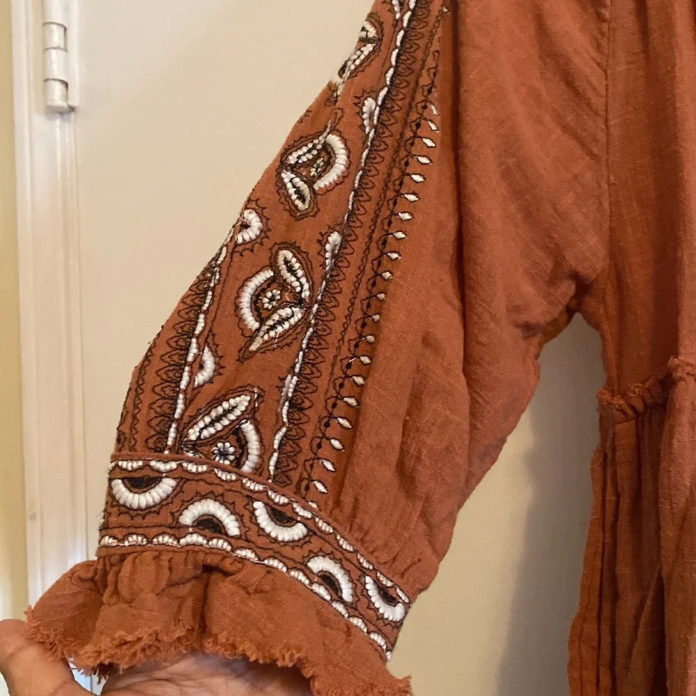 Free People Dream Weaver V-Neck Embroidered Tunic